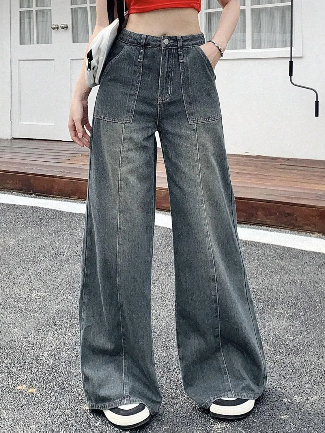 Женские классические джинсы Plain Denim Generic, Medium Wash — фото 3