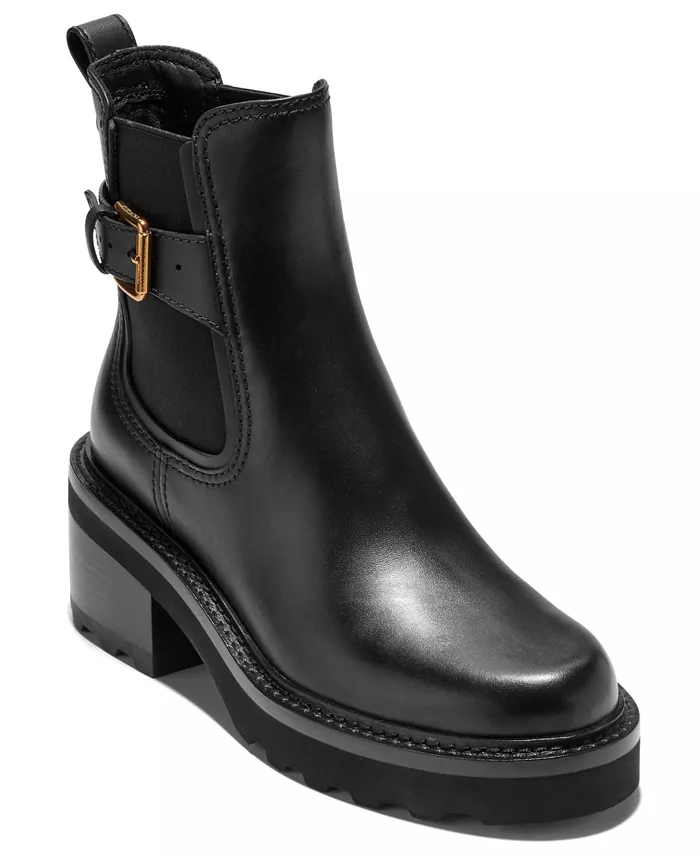 Женские ботильоны Shibley Almond с ремешком и пряжкой Cole Haan, черный