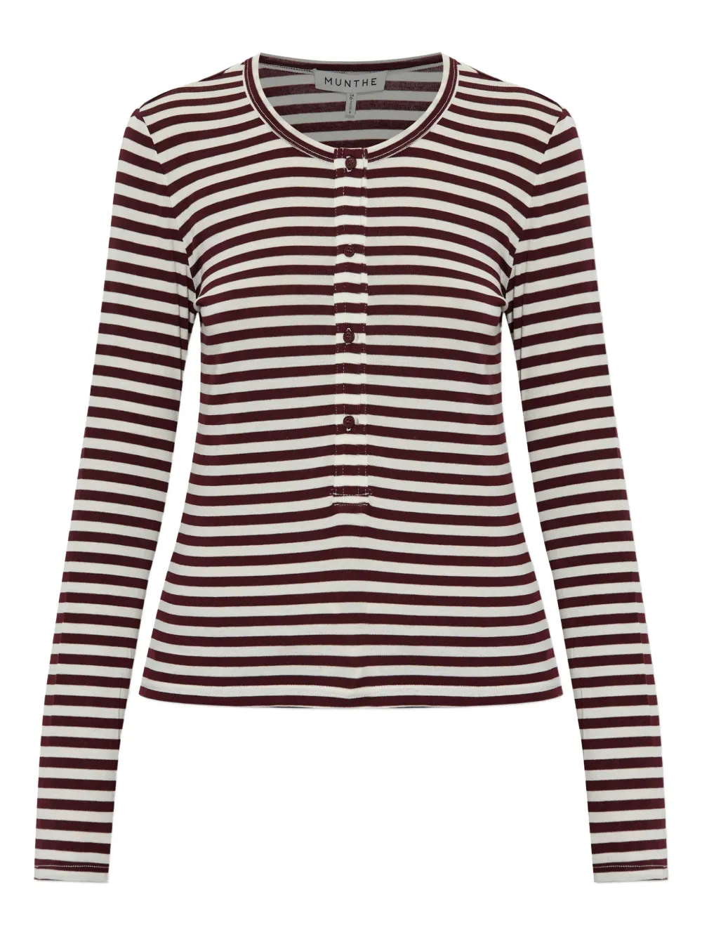 

Полосатая футболка с длинными рукавами и застежкой на пуговицы Munthe, черный