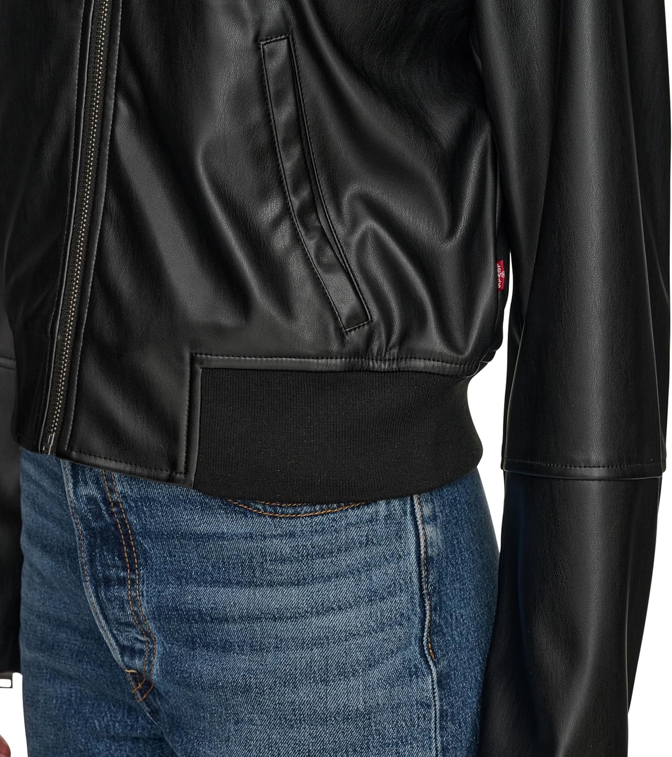 Женская куртка-бомбер Levi's из искусственной кожи с отложным воротником, Black — фото 4