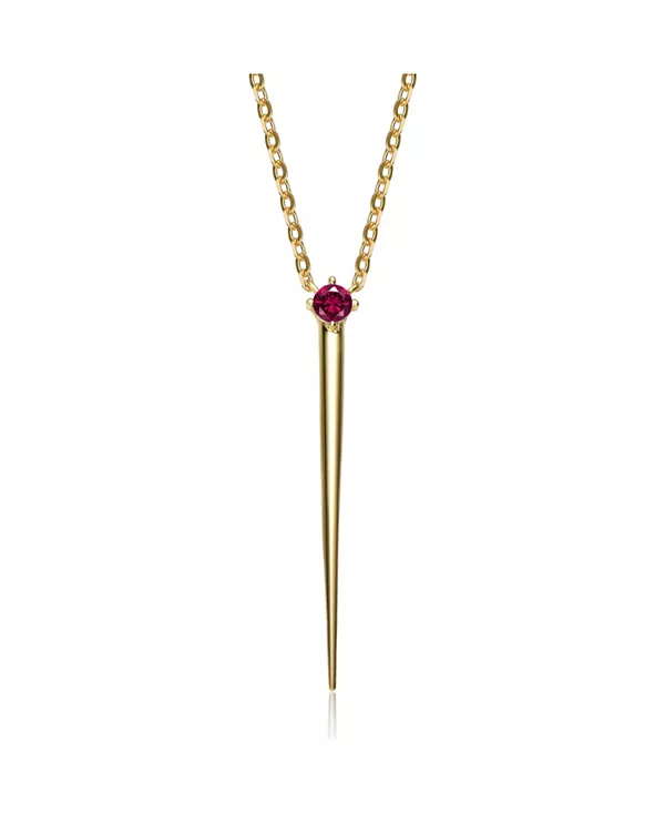 

Y-Образное ожерелье с подвеской в виде шипа из 14-каратного желтого золота с зеленым кубическим цирконием и покрытием из стерлингового серебра Genevive, red