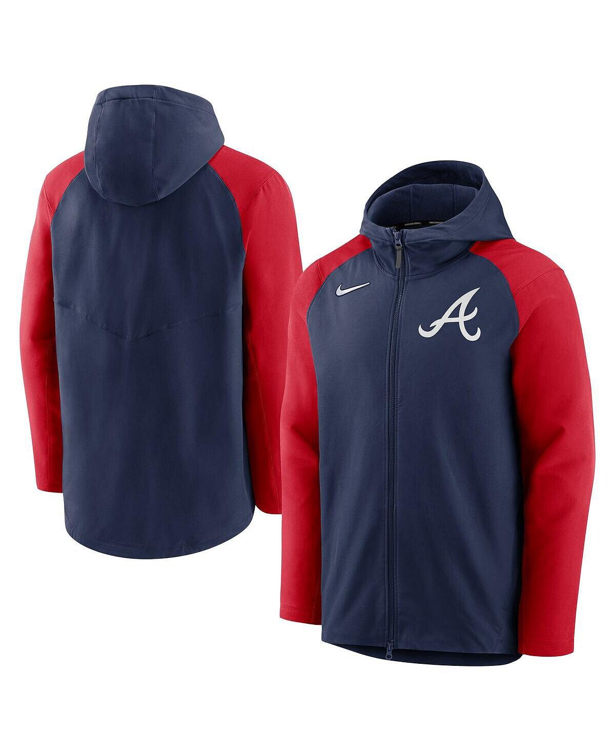 Мужская темно-красная куртка Atlanta Braves Authentic Collection с капюшоном и молнией во всю длину Nike — фото 2