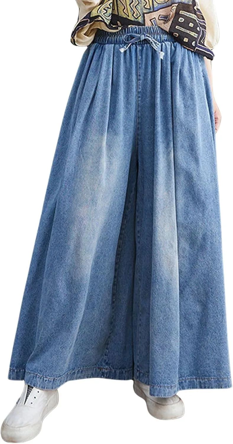 

Utcoco Женские джинсы Wide Leg Vintage Plus Size с эластичным поясом