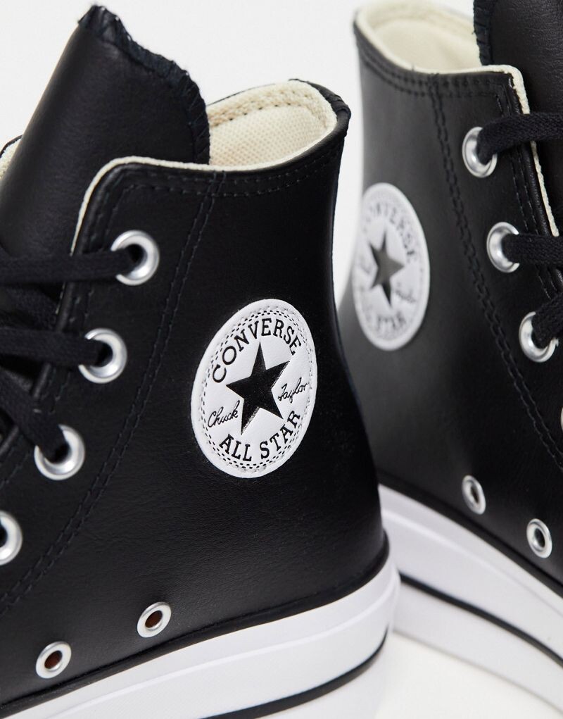 Converse - Chuck Taylor All Star Hi Lift - Высокие кеды из черной кожи — фото 2