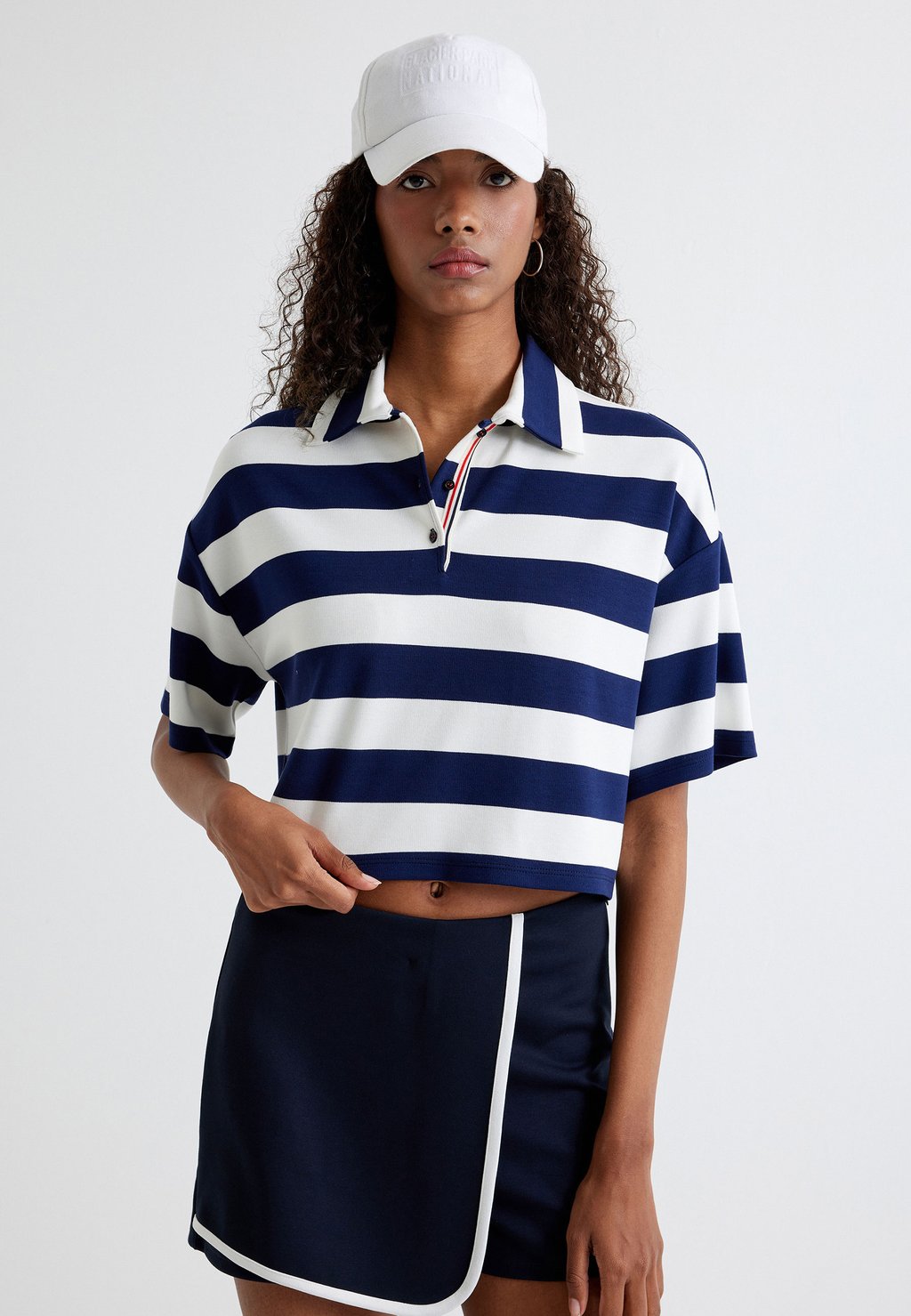 

Рубашка поло STRIPED CROP Koton, темно-синий