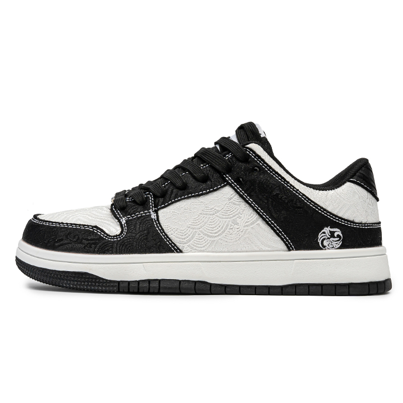 

BURCOME Износостойкие дышащие низкие скейтерские кроссовки унисекс бело-черные, цвет White Black