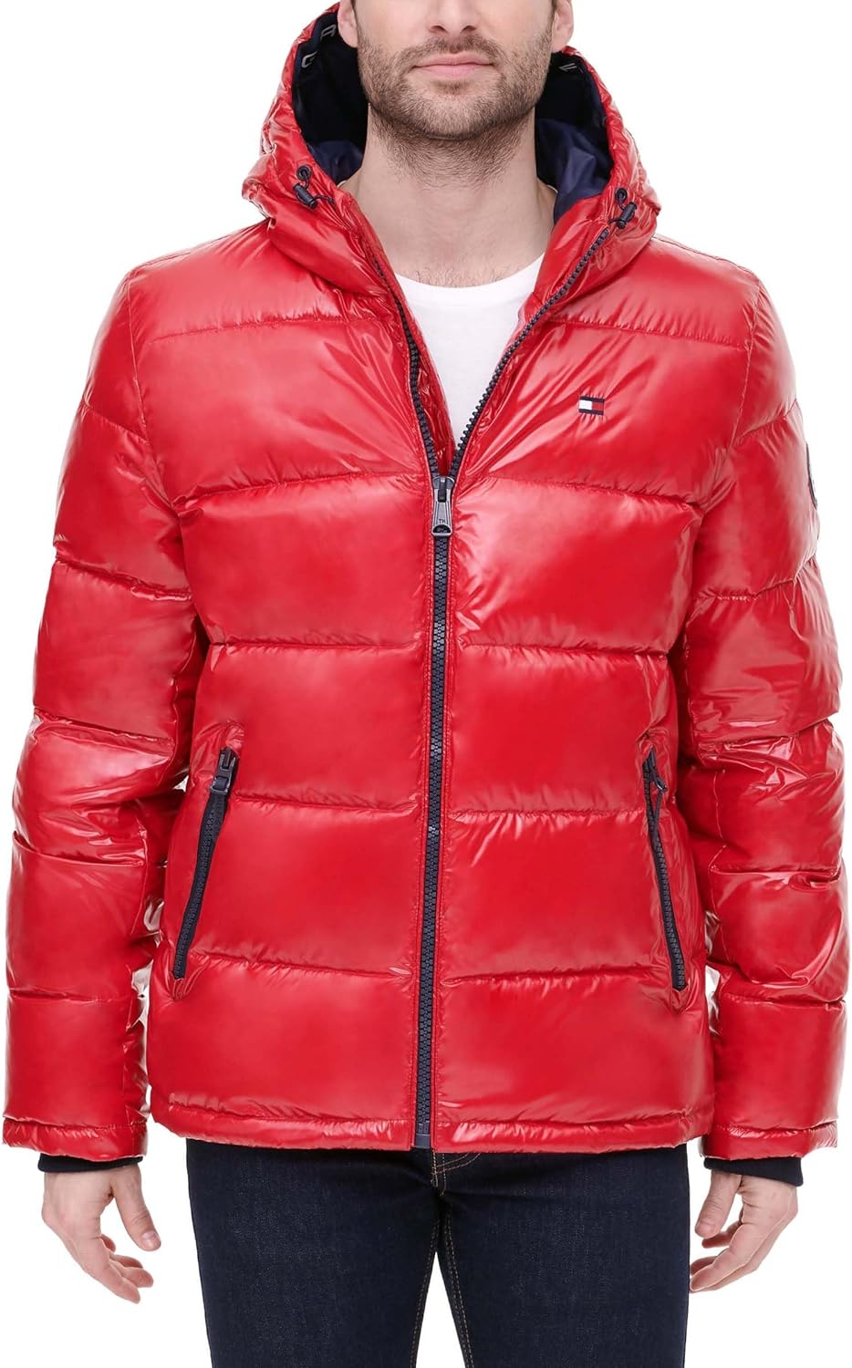 

Мужская стеганая куртка с капюшоном Tommy Hilfiger (стандартная и для больших и высоких), New Pearlized Red