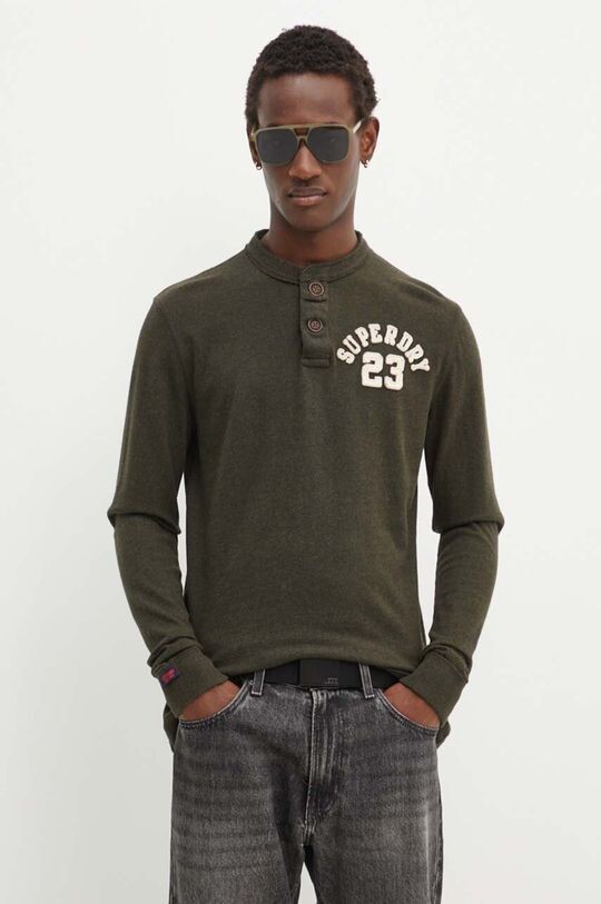 

Хлопковая рубашка с длинным рукавом Superdry, зеленый