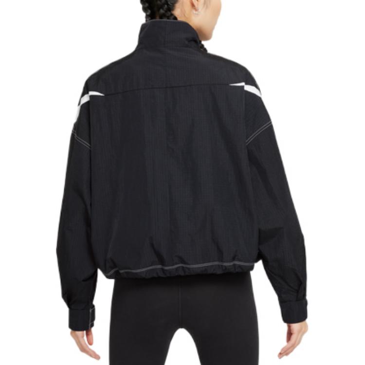 Куртка (WMNS) Nike Sportswear Swoosh Sports Stand Collar Woven Jacket Autumn Black DD5585-010 — фото 4