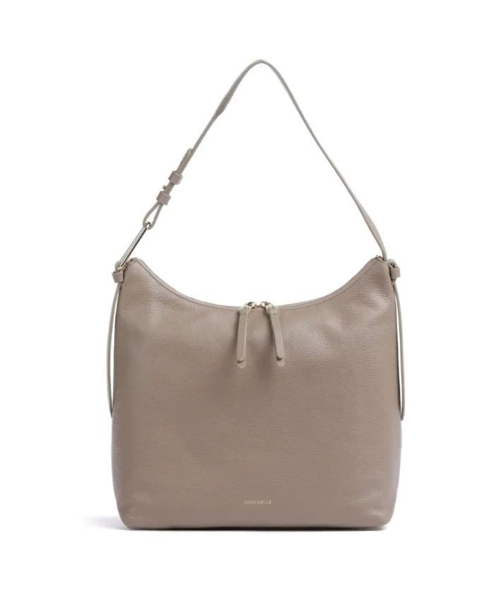 

Структурированная кожаная сумка-хобо бежевого цвета Coccinelle, бежевый