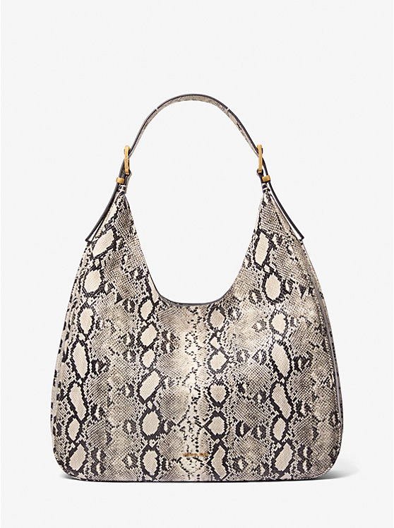 

Большая сумка-хобо из кожи с тиснением под змею Nolita Michael Kors, бежевый