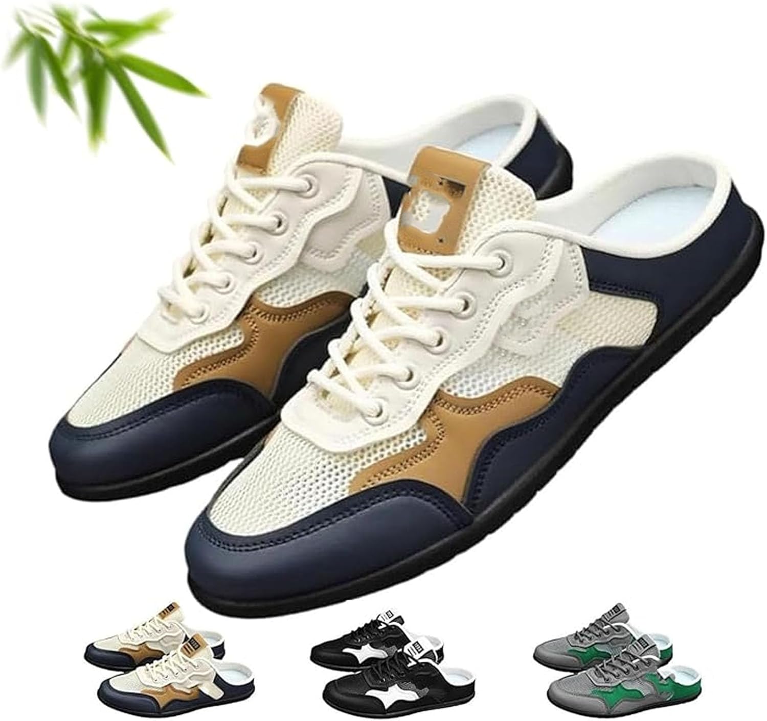 

Мужские кроссовки без задника с эластичной посадкой, ультрамягкая дышащая сетка, сланцы-туфли для мужчин, легкие повседневные спортивные тапочки, низкие прогулочные обувь для улицы и походов Noworfewer, бежевый