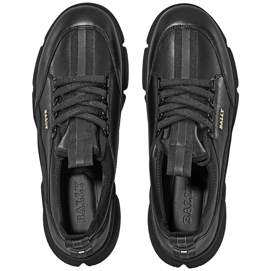 Мужские черные кожаные кроссовки на шнуровке Bally, черный — фото 3