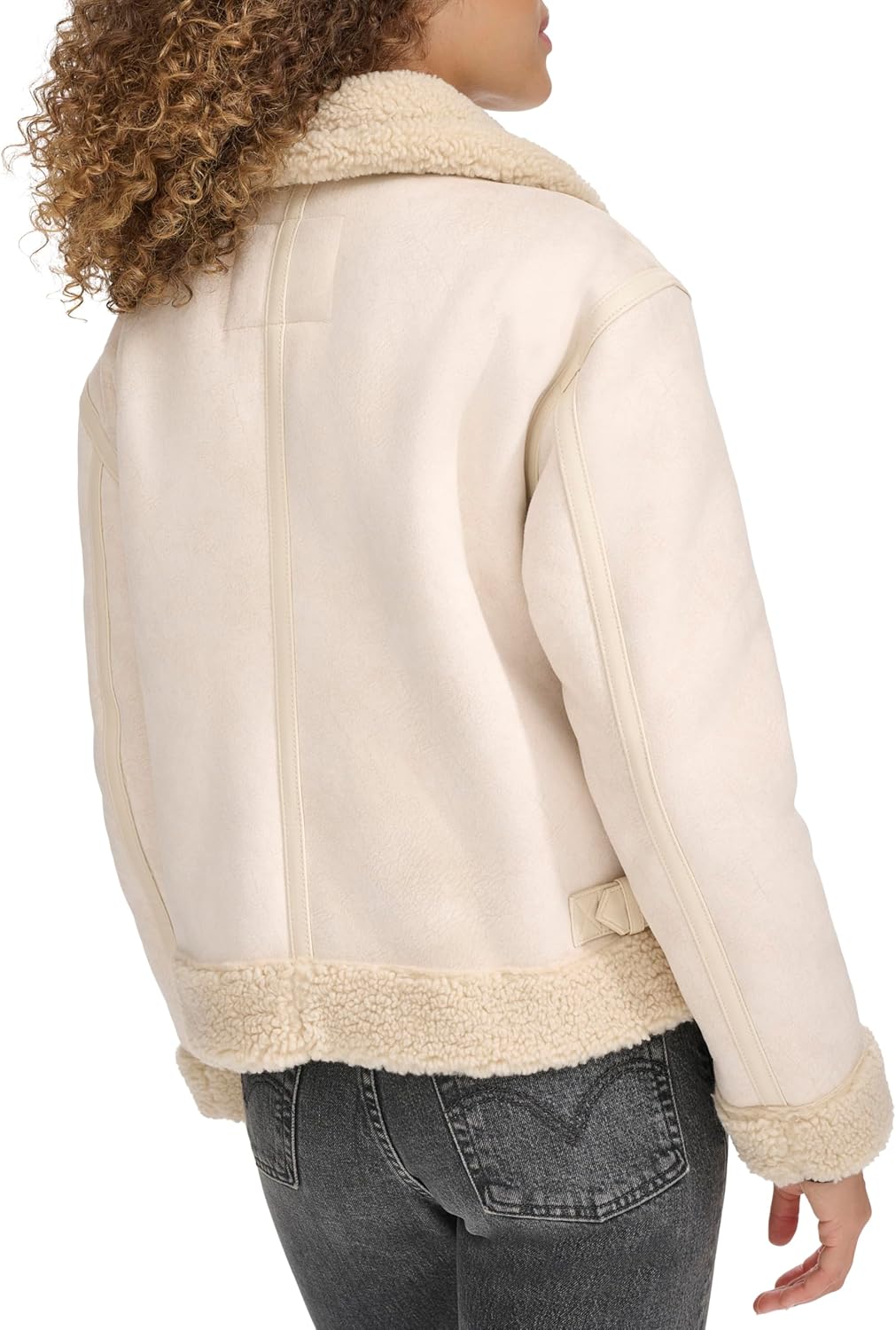 Levi's Женская куртка-авиатор из искусственной овчины, Almond Milk Faux Shearling — фото 3