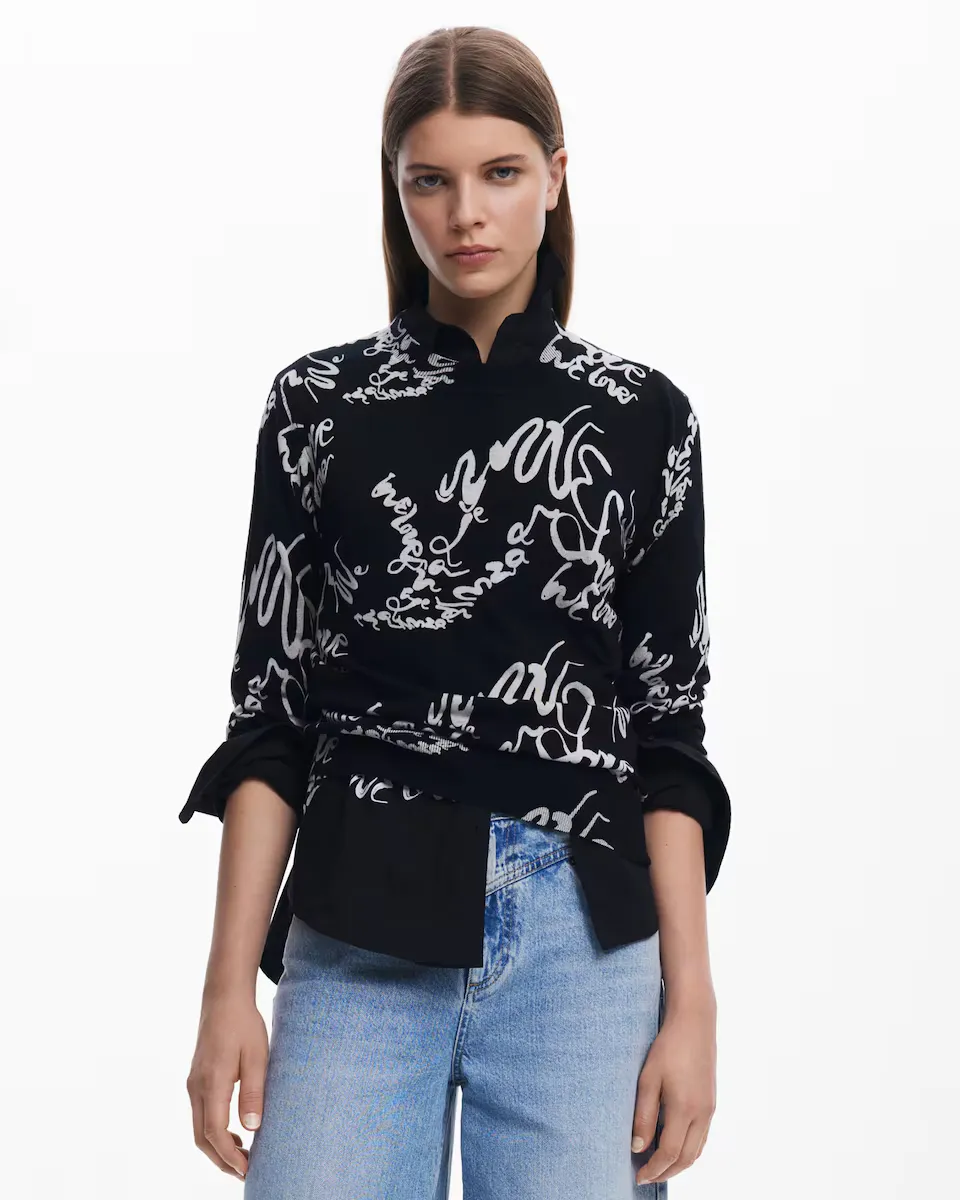 

Женский свитер с художественным принтом Desigual, черный