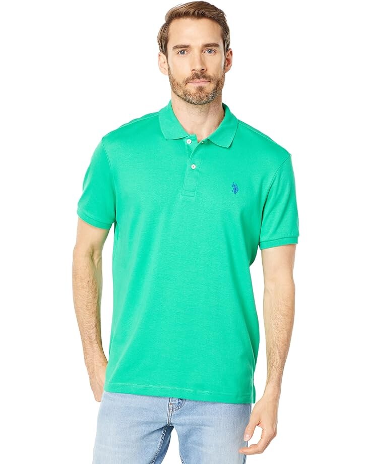 Поло U.S. POLO ASSN. Solid Interlock Polo, зеленый