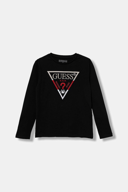 

Детская хлопковая кофта с длинным рукавом Guess, черный