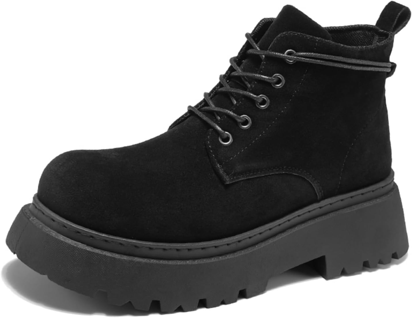 

Мужские замшевые ботинки Чакка с толстой резиновой подошвой, повседневные шнурованные ботинки до щиколотки для прогулок на улице, удобные с круглым носком, ботинки с износостойким верхом Kelibasi, черный