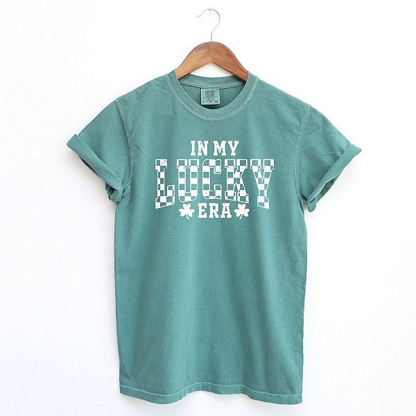 

Футболка In my lucky era в клетку с эффектом окрашивания Simply Sage Market, Light Green