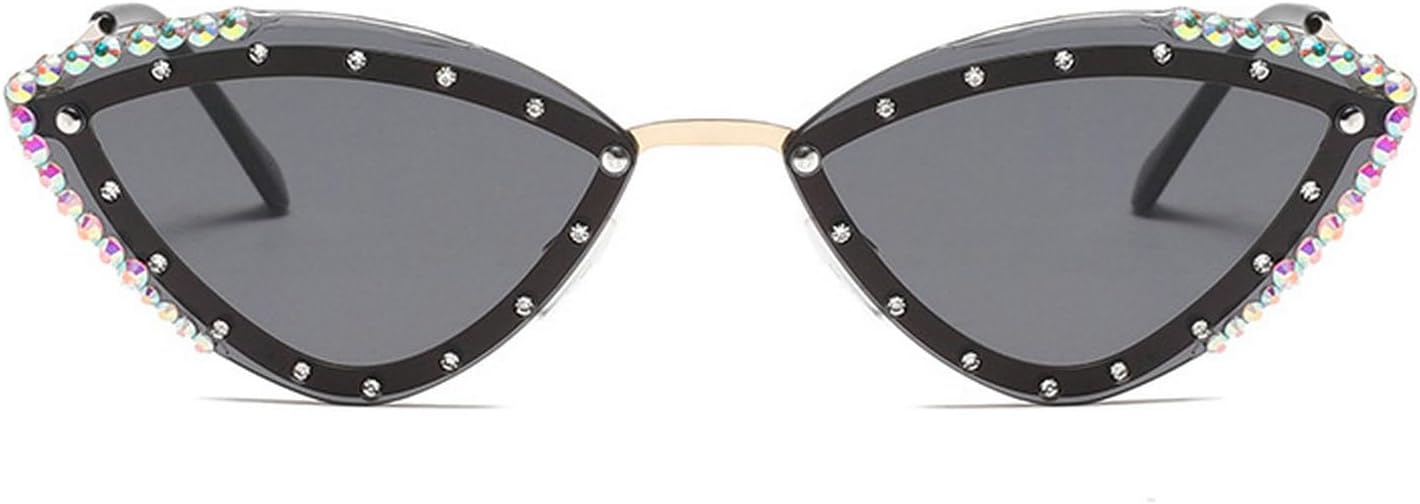 

Laureles Ретро-солнцезащитные очки «кошачий глаз» в стиле Y2K для женщин, модные солнцезащитные очки с кристаллами и стразами для мужчин, защита от ультрафиолета UV400 L15, C1