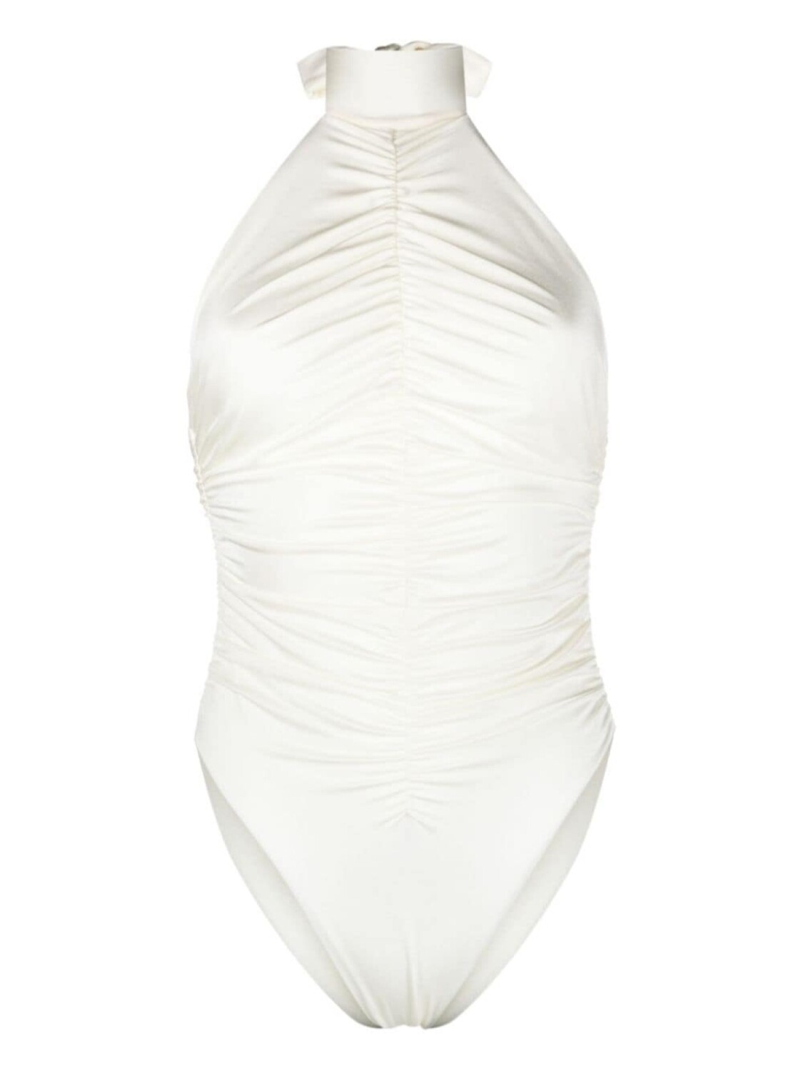 

Noire Swimwear купальник с вырезом халтер и сборками, белый