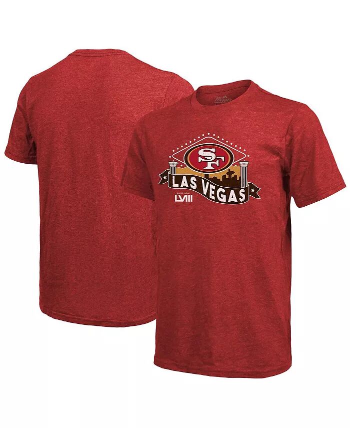 

Мужская футболка Threads Scarlet San Francisco 49ers Super Bowl LVIII Tri-Blend Majestic