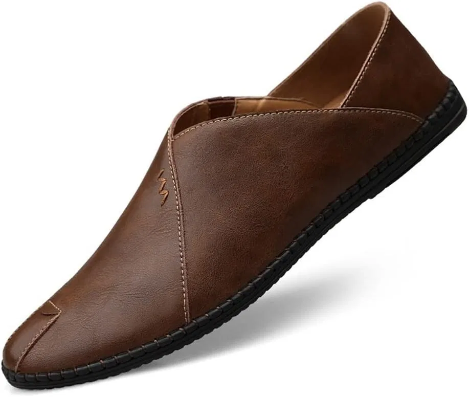 Лоферы мужские кожаные Loafers Moccasins, Темно-коричневый SayfuR — фото 2
