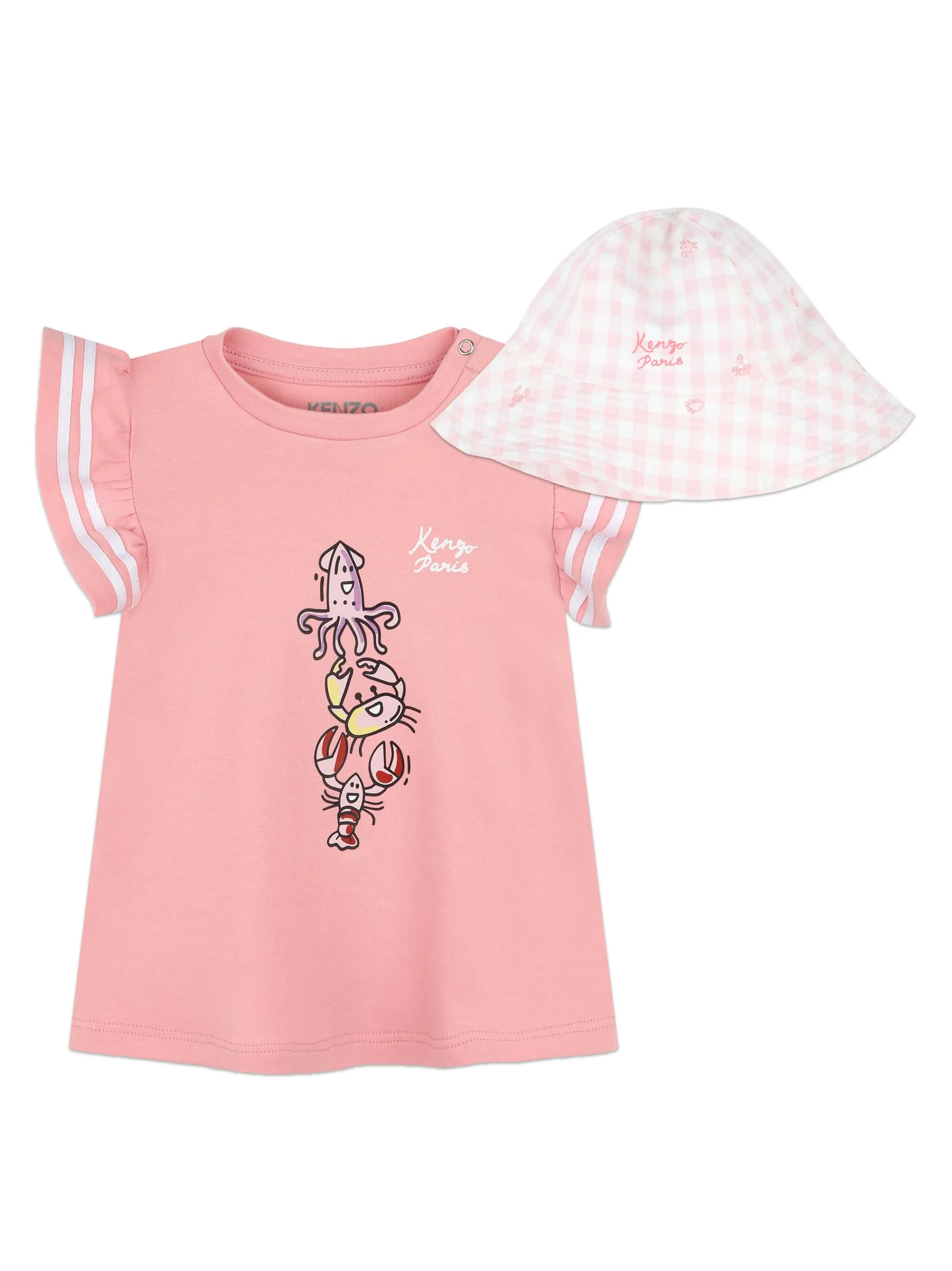 

Комплект из платья и боди с логотипом Kenzo Kids, розовый