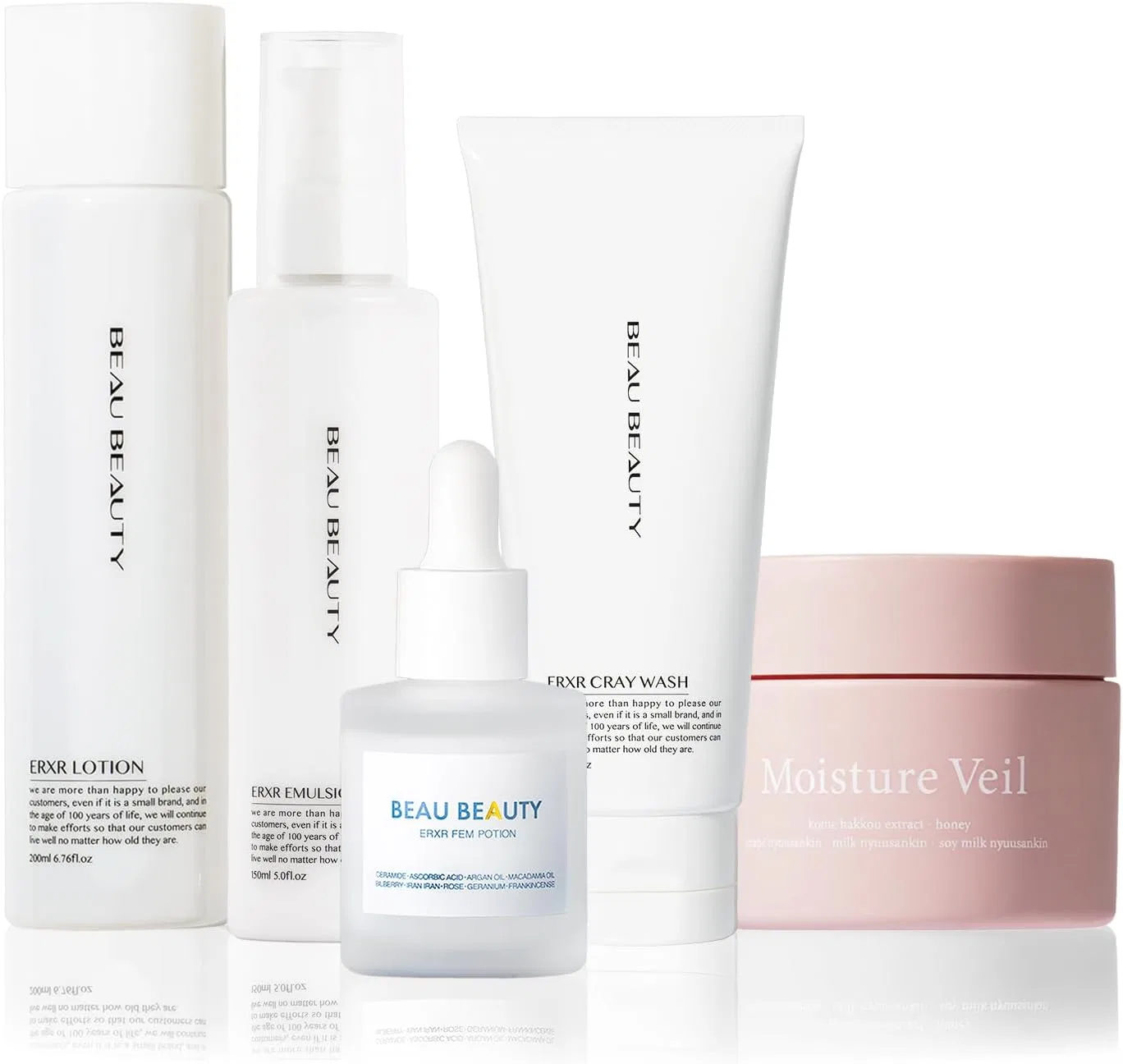Набор для ухода за кожей 5 предметов Beau Beauty, очищающая пенка, лосьон, эмульсия, сыворотка, увлажняющий гель