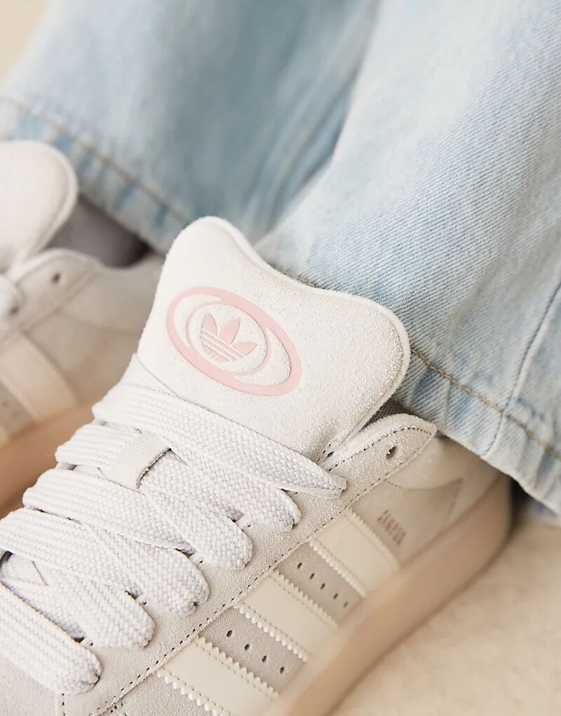 Кроссовки Adidas Originals Campus 00-х серого и мелово-белого цветов — фото 3