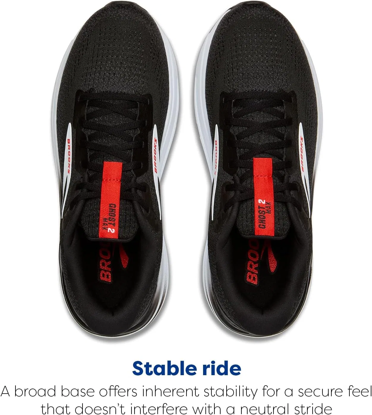 Мужские кроссовки Brooks Ghost Max 2, Black White Fiery Red — фото 4
