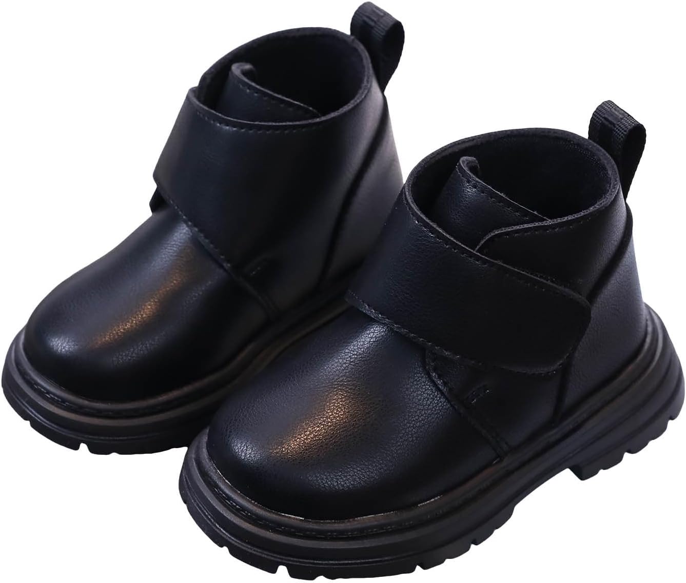 

Детские ботинки IWIHMIV для девочек с молнией сбоку и шнуровкой для мальчиков, удобные прогулочные ботинки с нескользящей подошвой, круглым носком и короткой голенью, Black