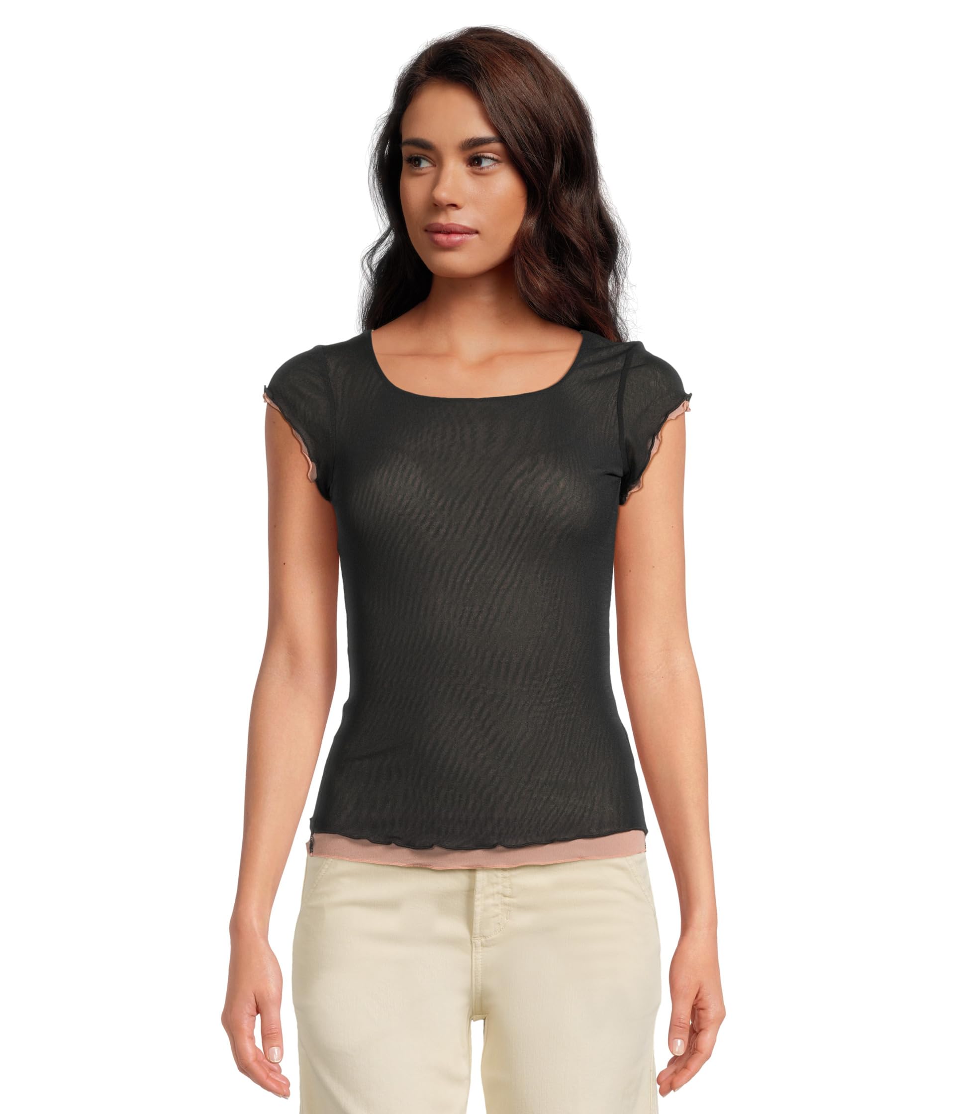 

Футболка Free People Double Take Mesh Tee, цвет Black Combo