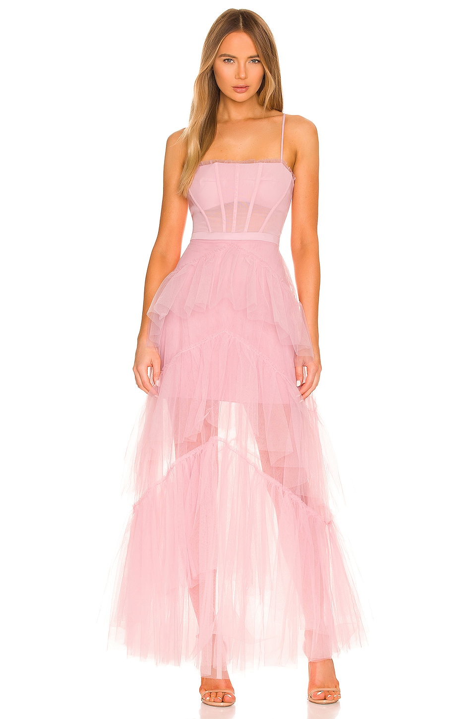 

Платье BCBGMAXAZRIA Corset Tulle Gown, цвет Pink Rose