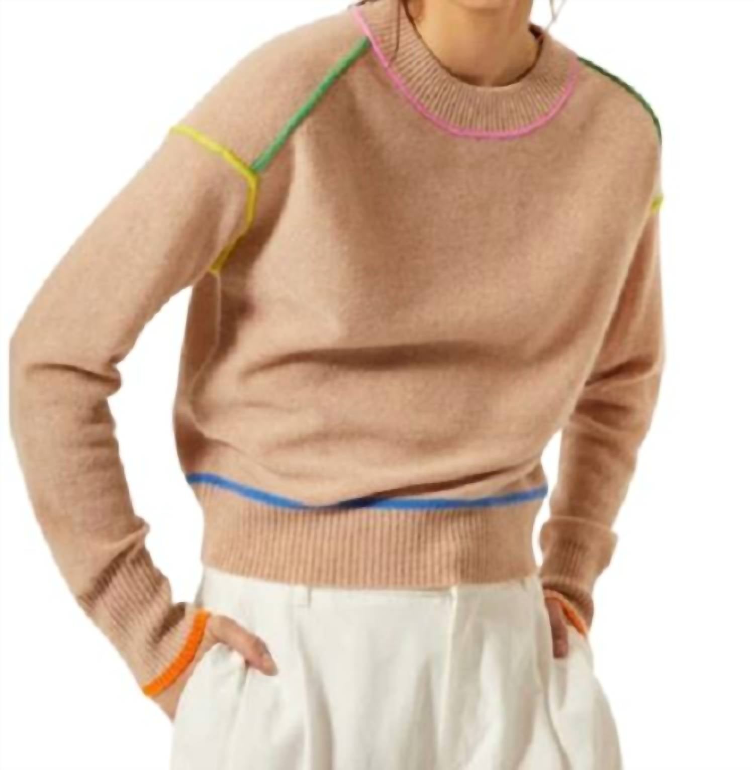 

Топ Crew с разноцветными швами в цвете Cappuccino Brights Autumn Cashmere