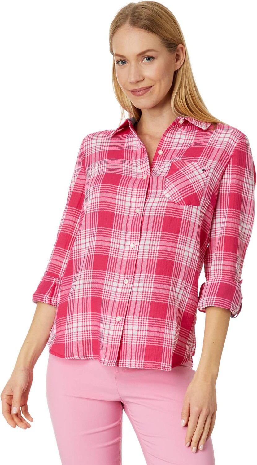

Рубашка Patio Plaid Roll Tab Tommy Hilfiger, цвет Azalea
