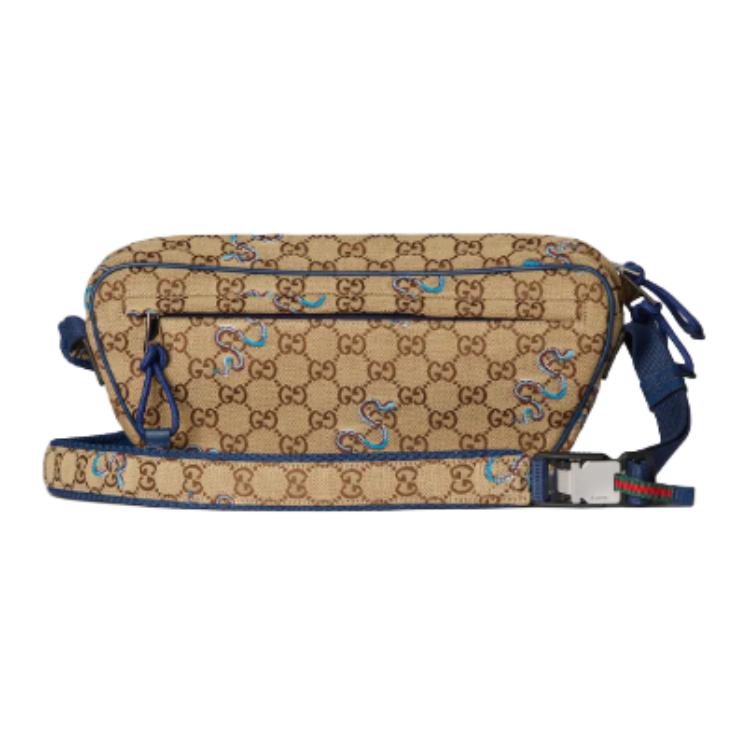 GUCCI Рюкзак-кроссбоди Canvas, маленькая сумка через плечо унисекс бежевый и темно-коричневый — фото 4