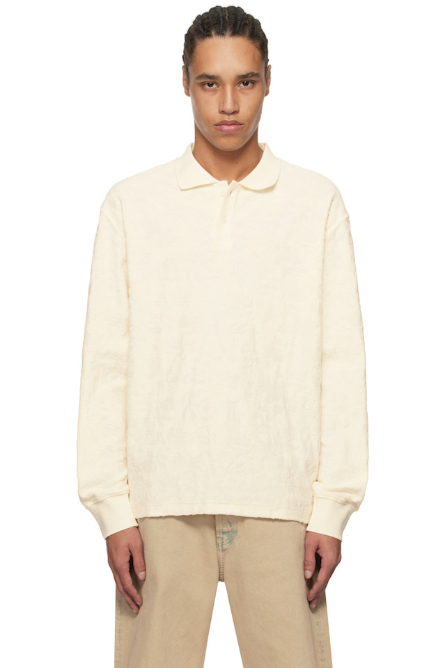 

Поло с длинным рукавом Robert ворсовое Soulland, цвет off-white