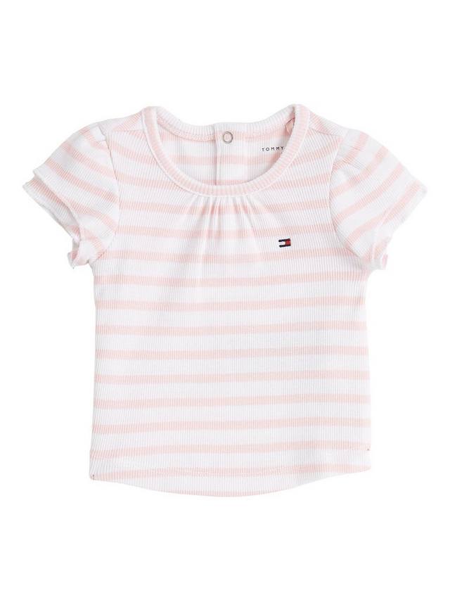 

Детская футболка в рубчик в полоску Tommy Hilfiger, розовый/разноцветный