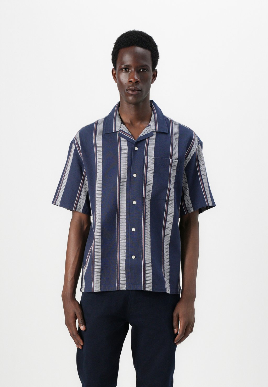 

Рубашка BOXY TEXTURE STRIPE GAP, темно-синий
