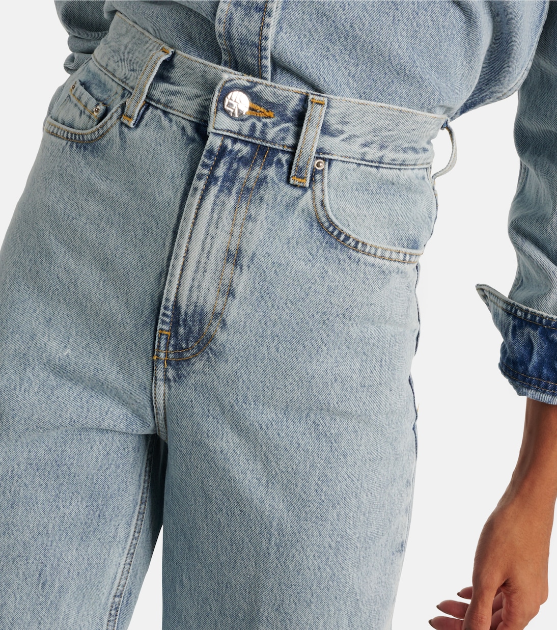 Джинсы с высокой посадкой и широкими штанинами Toteme, Cool Blue — фото 4