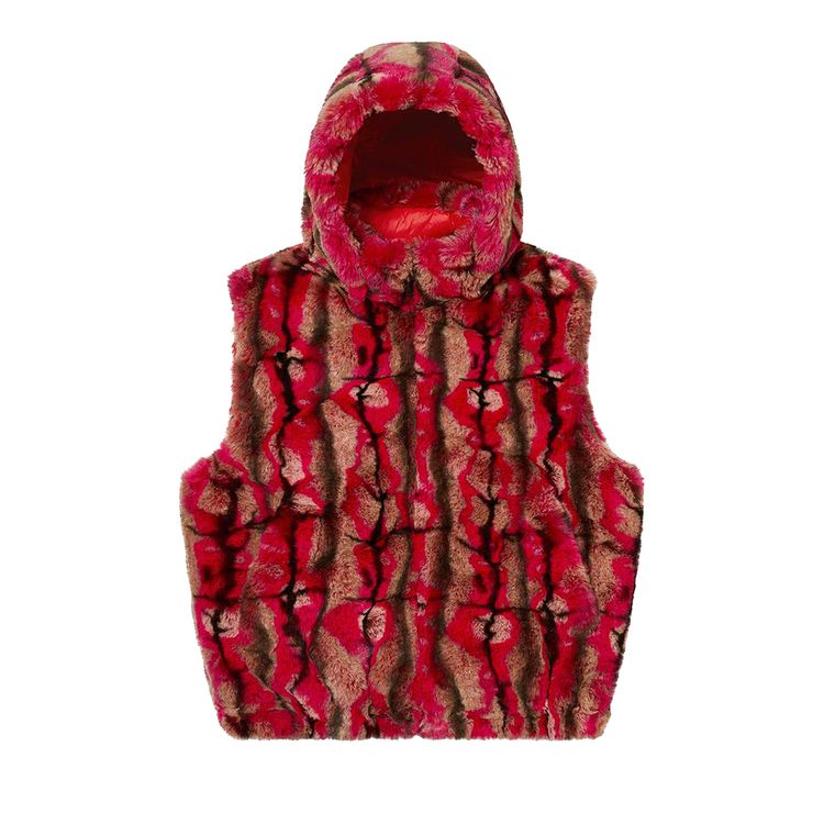 

Утепленный жилет Supreme Faux Fur Hooded Vest 'Red', красный