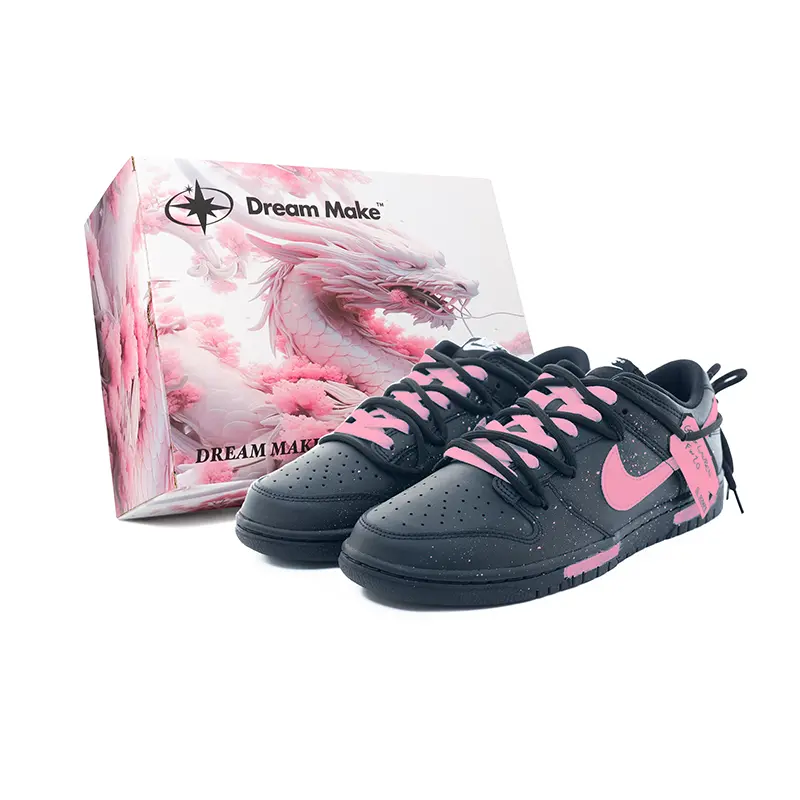 

Nike Dunk Neon Black, Box Abrasion Resistant Low top Skateboard Shoes мужские розово-черные