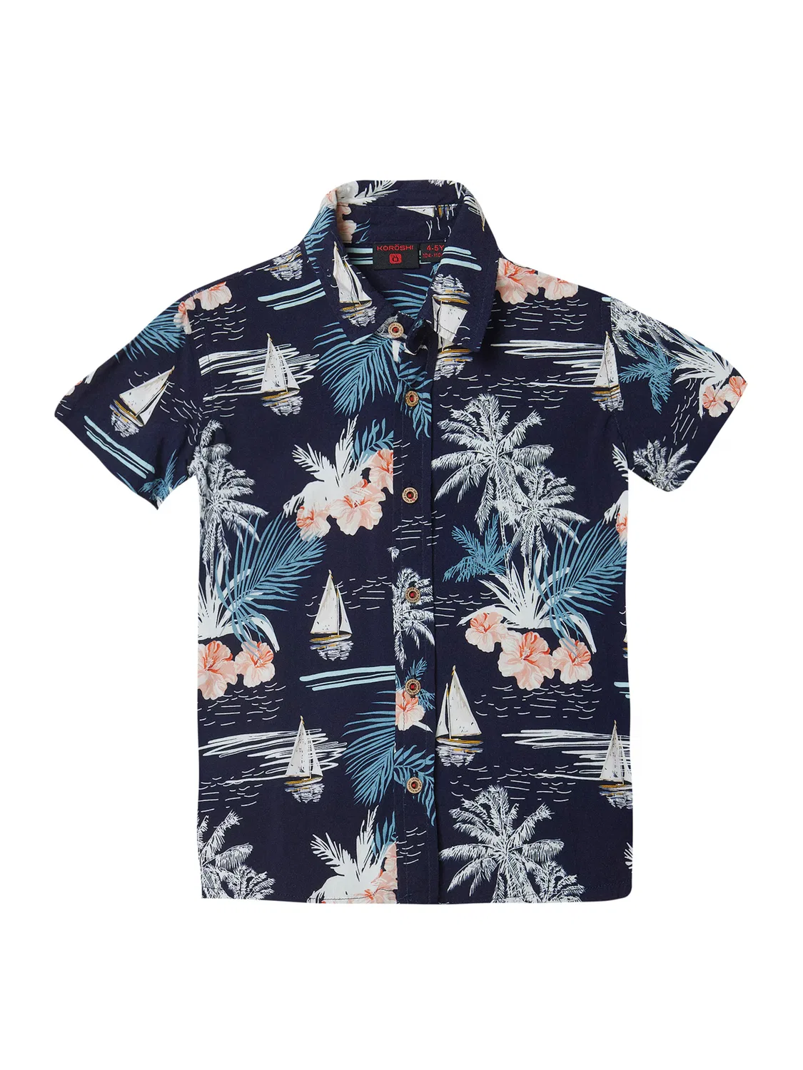 Рубашка на пуговицах стандартного кроя Koroshi, Navy/Light Blue