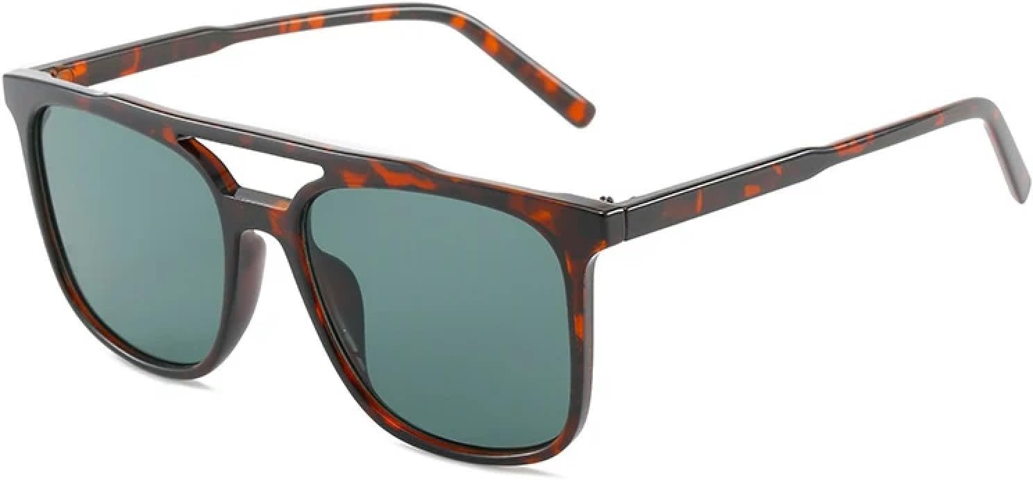 

Модные винтажные солнцезащитные очки с двойной перемычкой для мужчин и женщин, роскошные очки для активного отдыха и вождения, защита от УФ-излучения UV400 TKKTLLT, Leopard Green