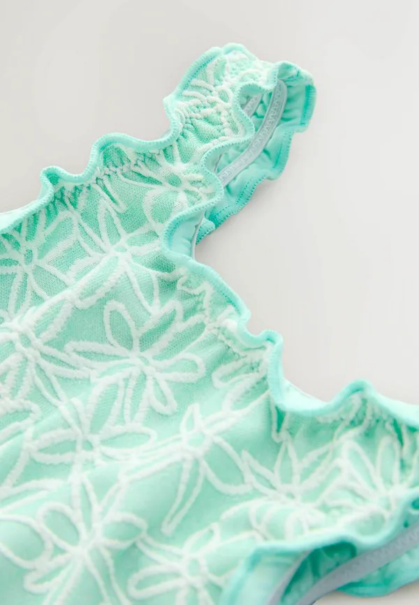 Купальник стандартного кроя с волнистым краем Next, Mint Green Floral Texture — фото 2