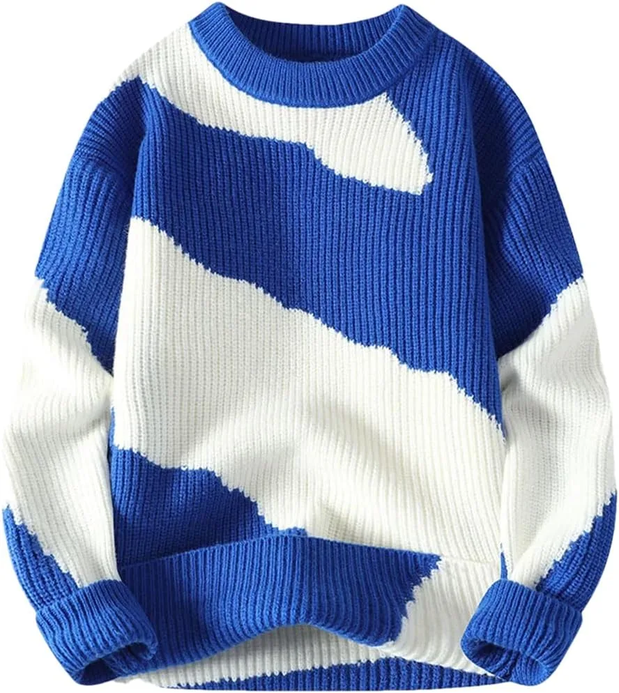 

Мужской повседневный теплый свитер-пуловер с круглым вырезом