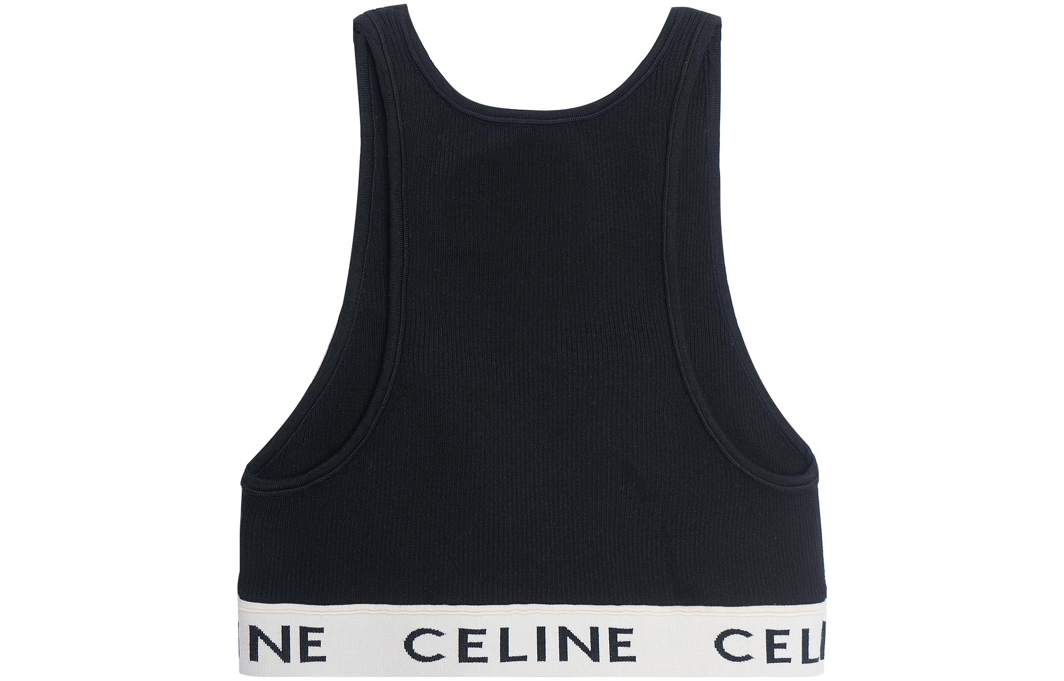 Спортивная вязаная футболка Athletic Knit Sports черно-кремового цвета CELINE — фото 2