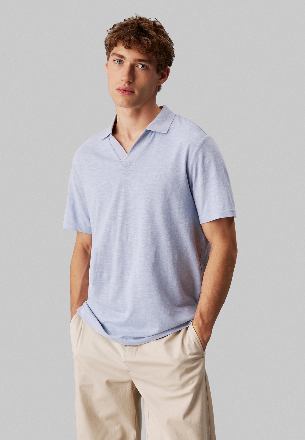 

Рубашка поло CUBAN COLLAR Calvin Klein, светло-голубой