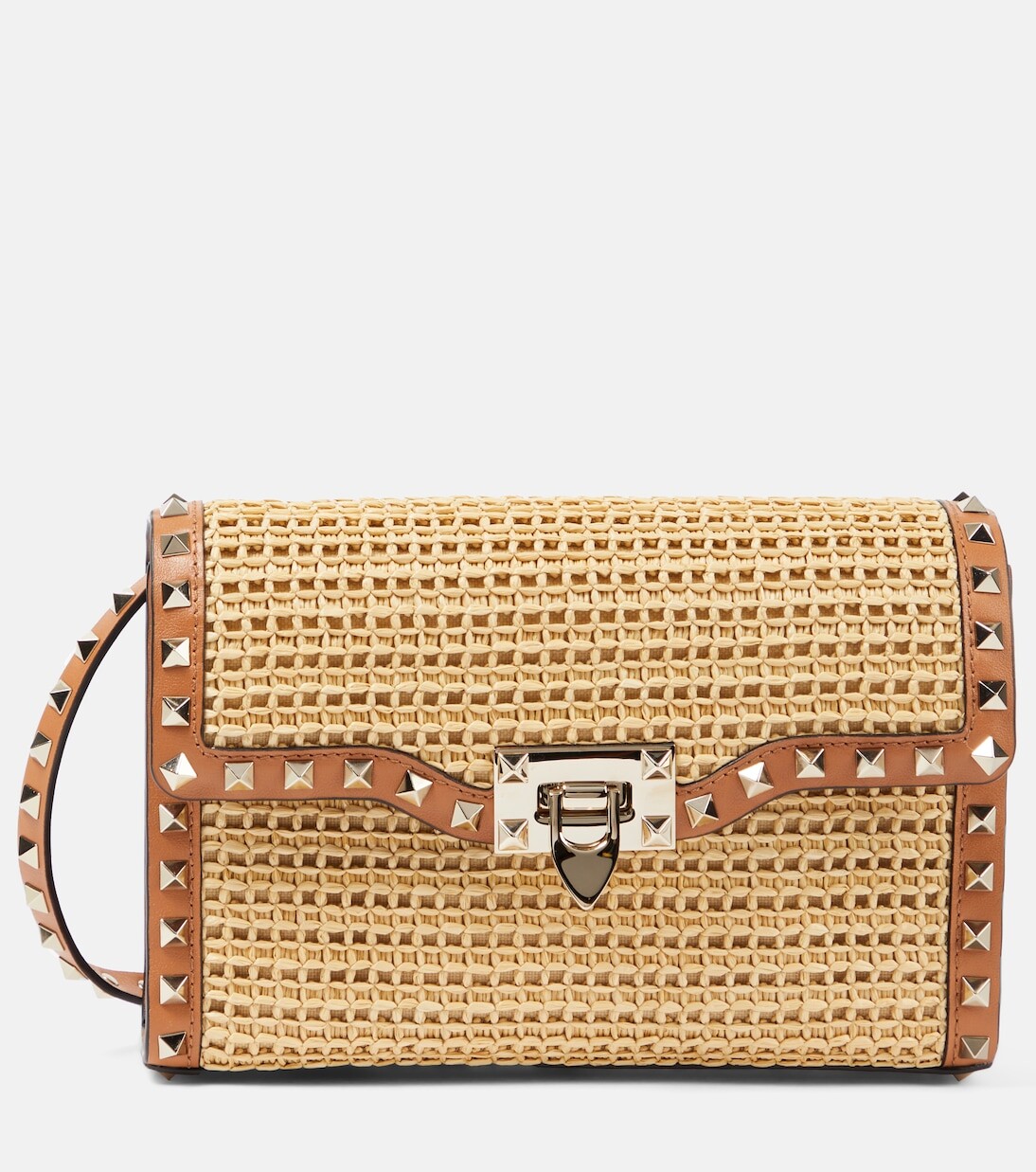 

Маленькая сумка через плечо rockstud из рафии Valentino Garavani, бежевый
